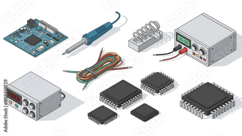 Isometric electronic components and tools for circuit design