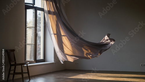 Soft Curtain Near Open Window