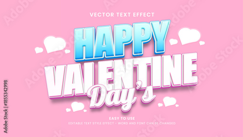happy valentine  day's editable text effect 3d