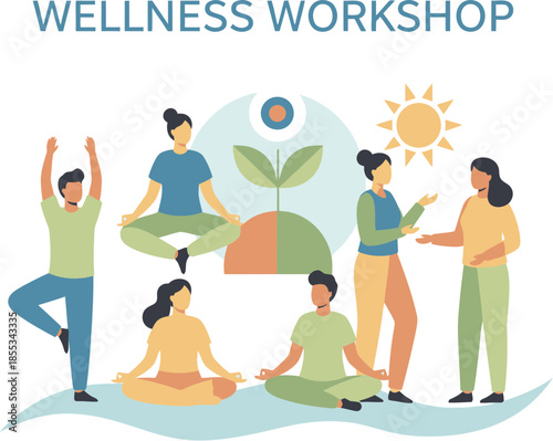 Diverse group of people participating in a wellness workshop for mental and physical health.