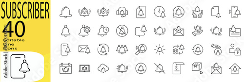Subscriber icon set. Editable stroke.
