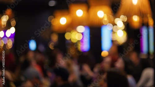 Intimate setting with soft lighting, Chic restaurant scene featuring gentle lighting and soothing motion slow motion