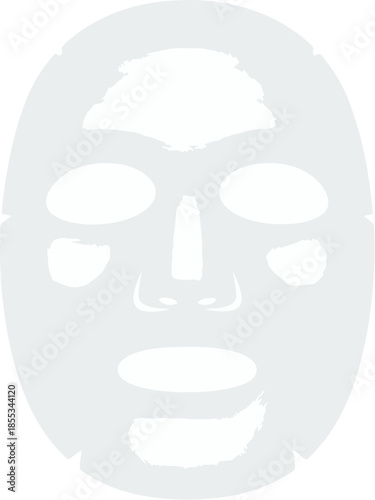 White cosmetic facial sheet mask for skincare routine.