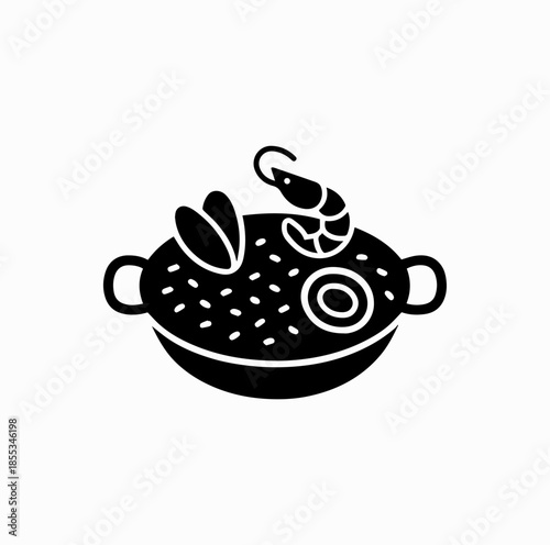 Spanish Paella Pan Icon with Rice and Seafood – Food Culture Vector