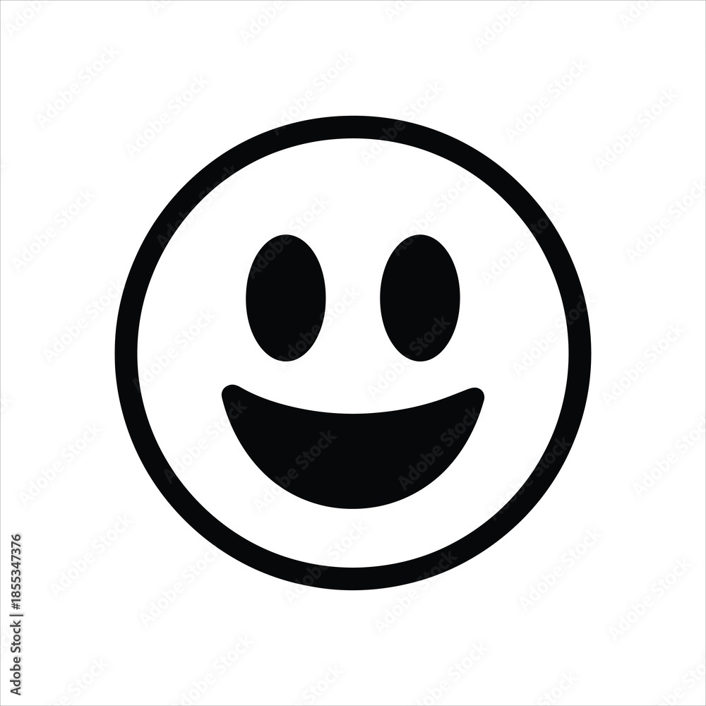 Fototapeta premium Smiley Face Icon – Happy Face Vector Outline Symbol 