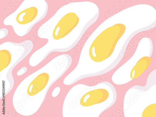 Cute Fried Egg Pattern on Pink Background