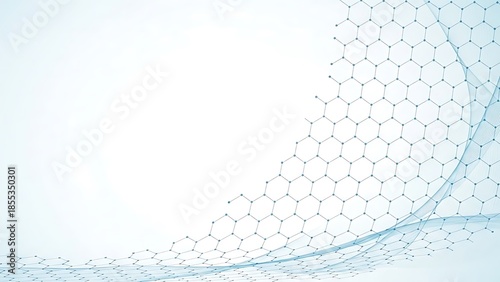 Abstract Hexagonal Network Pattern, Digital Science Graphic, Futuristic Technology Concept, White Background View