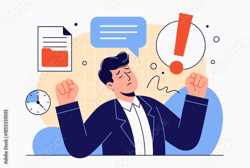 Stressed Businessman Overwhelmed by Work Pressure and Demands