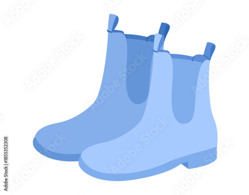 Blue Chelsea boot women color pair. Classic pull on ankle boot for city stroll workday commute and relaxed look. Technical fashion illustration CAD mockup soft vector man unisex isolated style. 