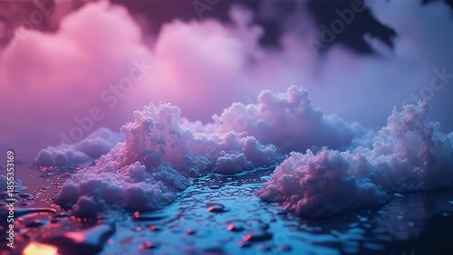 Ethereal Clouds with Reflections and Colorful Lighting