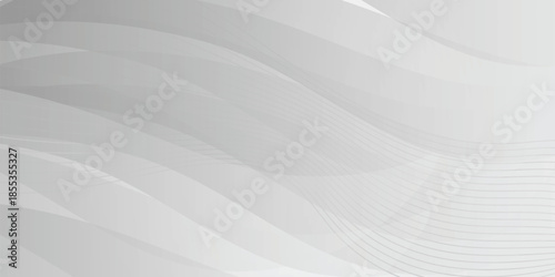Abstract white grey background with dynamic wavy lines and smooth gradients. Modern elegant flow design for business presentation, tech header, corporate banner, and professional digital backdrop