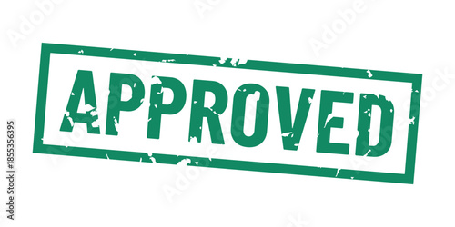 Approved Stamp Icon with Distressed Green Rectangle and Bold Text – High Quality Vectorial Stock Image