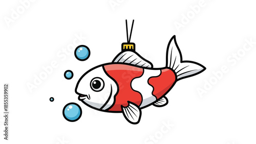 Whimsical Koi Fish Ornament Decoration with Bubbles, Adorable and Playful Design