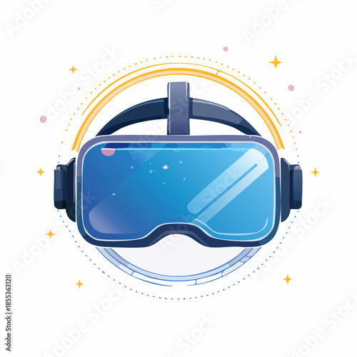 Stylish Blue and White Virtual Reality Headset Illustration.