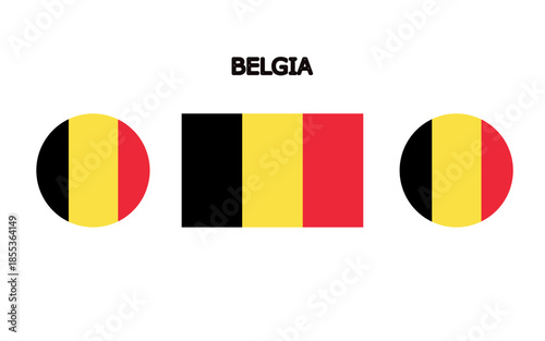 Flag of Belgian country in high quality (rectangle and circle shape)