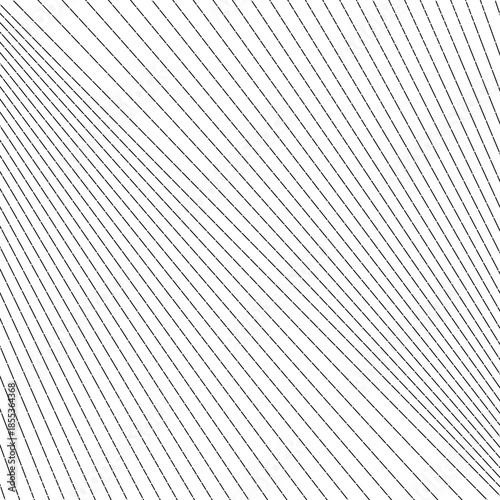 Diagonal striped illustration. Repeated black dashed lines on white background. Surface pattern design with linear ornament. Disco lights motif. Stripes wallpaper. Digital paper for web designing.