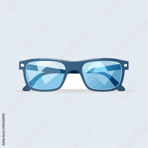 Stylish White Framed Glasses with Blue Tinted Lenses Illustration.