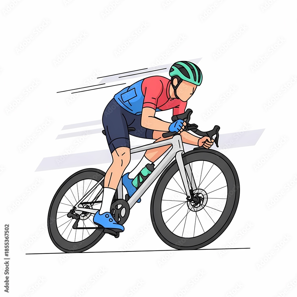 Fototapeta premium Illustration of a Male Cyclist Riding a Modern Road Bike