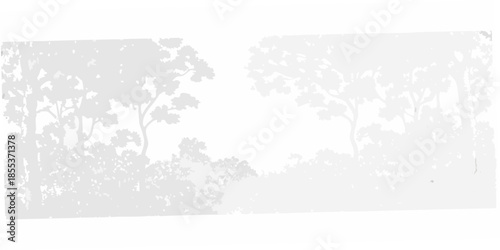 Silhouetted trees against a bright hazy sky create a peaceful landscape