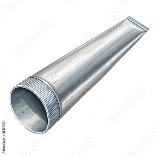 Sleek metallic tube package ready for branding design projects, perfect for cosmetics, pharmaceuticals, or industrial products mockups, professional presentation