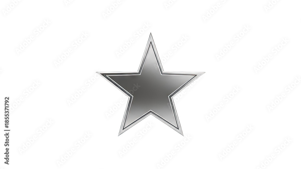 Fototapeta premium 3D Silver Star Emblem on transparent background