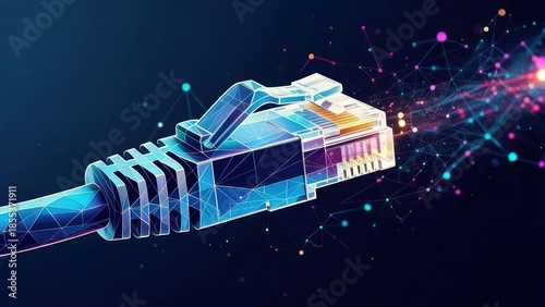 Network connection, digitally rendered.  Abstract RJ45 connector