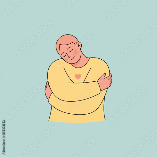 Person Embracing Self, Self-Love, Mental Health, Positive Emotion, Heart Symbol