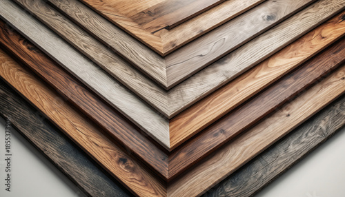 Variety of wooden planks in different shades and textures