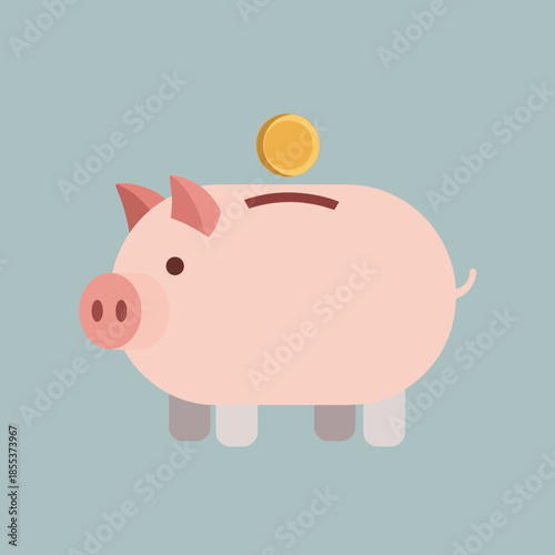 Piggy Bank with Coin - Financial Savings and Investment Concept