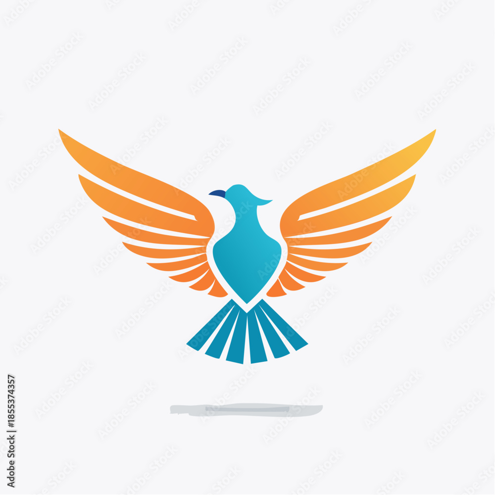 Obraz premium Stylized Dove with Open Wings Vector Illustration.