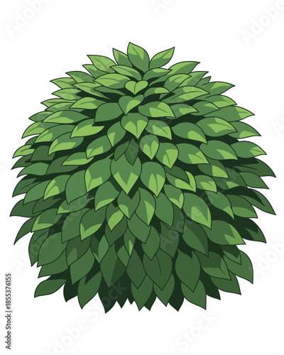 A vibrant, dense green bush illustration, showcasing lush foliage with rounded edges, perfect for gardening, nature, and landscape design projects