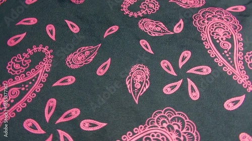 close-up of patterned satin fabric