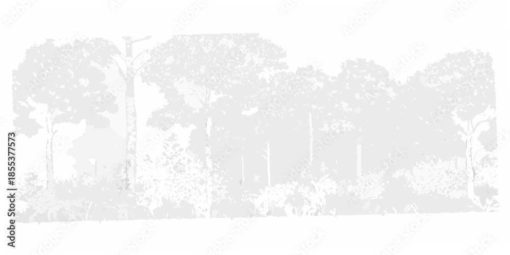 Fototapeta premium A grayscale view of dense forest trees and foliage in a natural setting