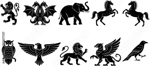 heraldic animal set