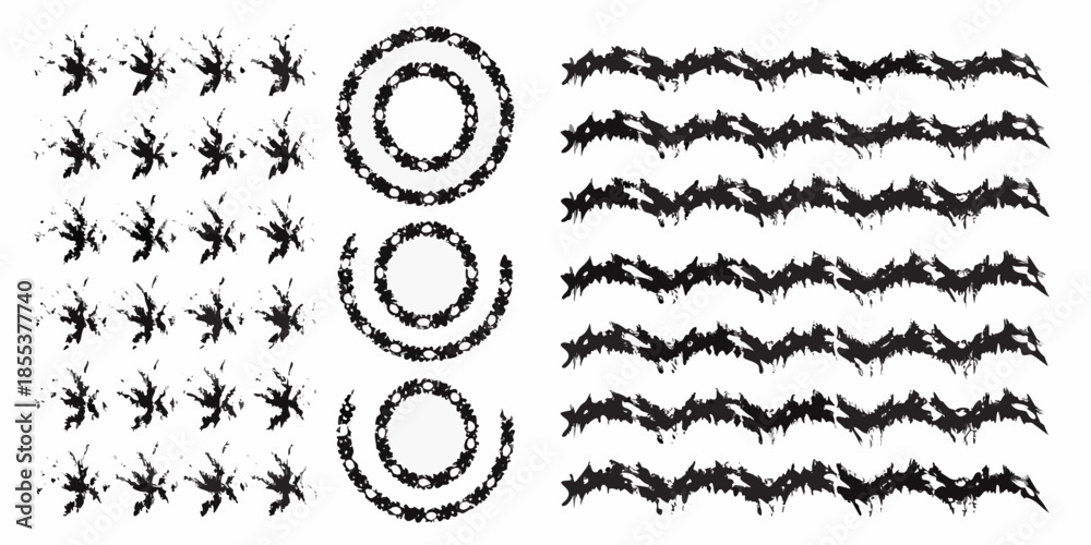 Fototapeta premium Abstract black and white patterns featuring circular and wavy line arrangements