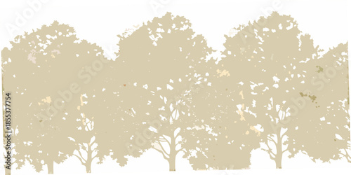 A silhouette of trees with dense foliage against a muted background