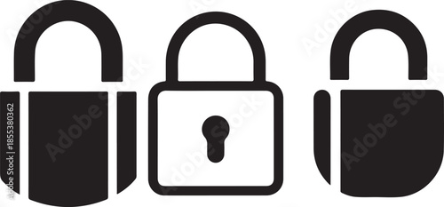 Minimalist padlock silhouettes representing various lock styles for modern security systems