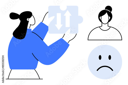 Conflict resolution concept. A person holds a puzzle piece communication and problem-solving in conflicts. Conflict resolution aids interpersonal understanding and dialogue. For workplace harmony