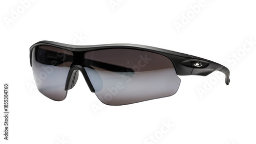 Professional Wrap-around Sport Sunglasses in Matte Black, Clean Background Removal for Performance Gear