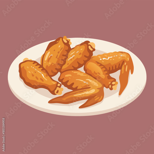 Delicious Fried Chicken Wings on a Plate.