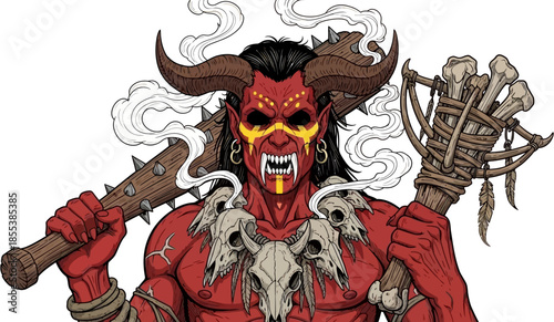 Japanese demon illustration tattoo design