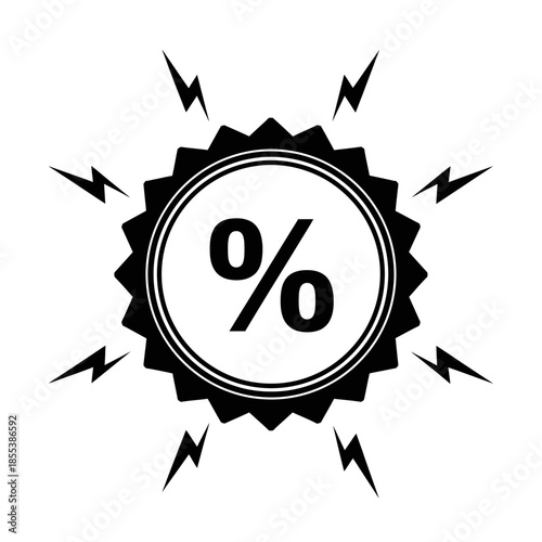 percent sign with lightning bolts.