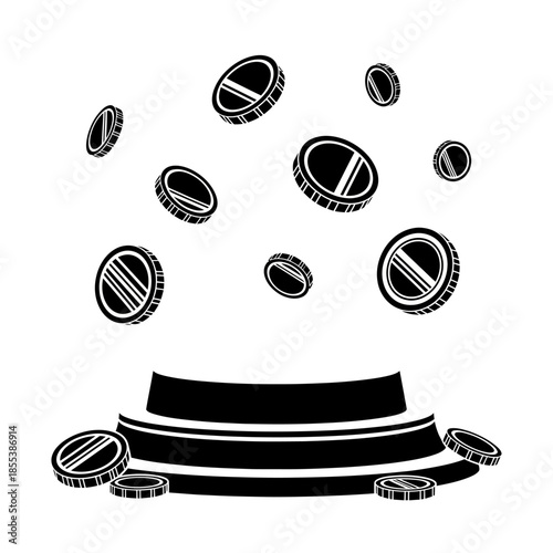 Money Falling from Magic Top Hat - Financial Success Wealth Luck Concept.