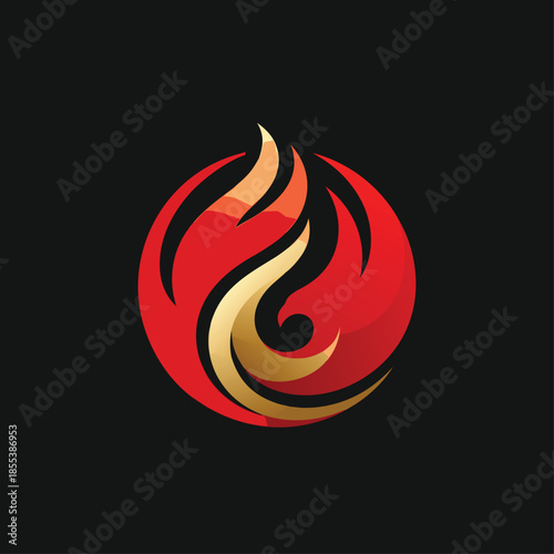 Fiery Abstract Symbol of Energy and Power.