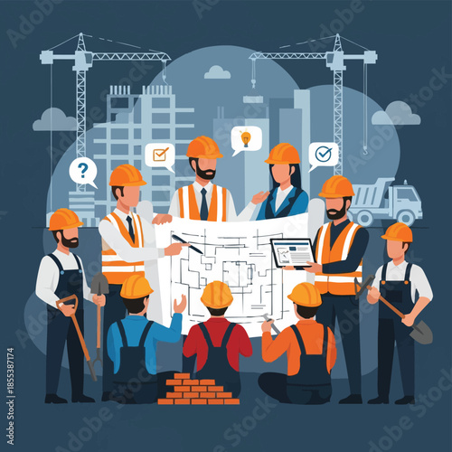 Construction Team Planning Project with Blueprint.