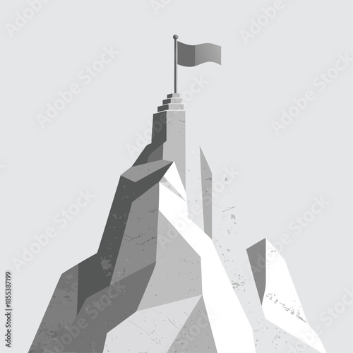 Flag on a Mountain Peak.