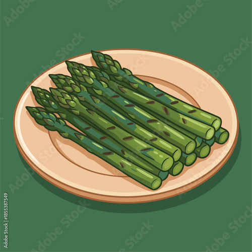 Fresh Asparagus Spears on a Plate.