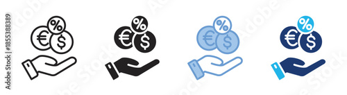 Mutual funds icon set multiple style collection