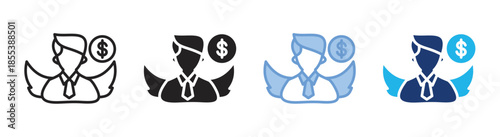 Angel investor icon set multiple style collection