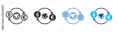 Foreign Exchange icon set multiple style collection